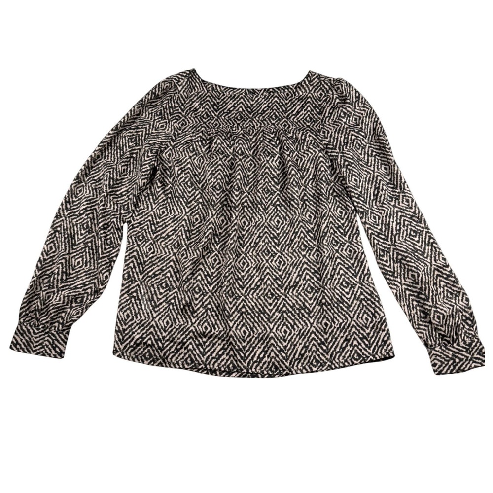 LOFT Women's Size Small Geometric Print Long Sleeve Blouse Top